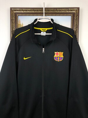 Nike FC Barcelona Football Jacket Soccer Track Top Mens Black Rare