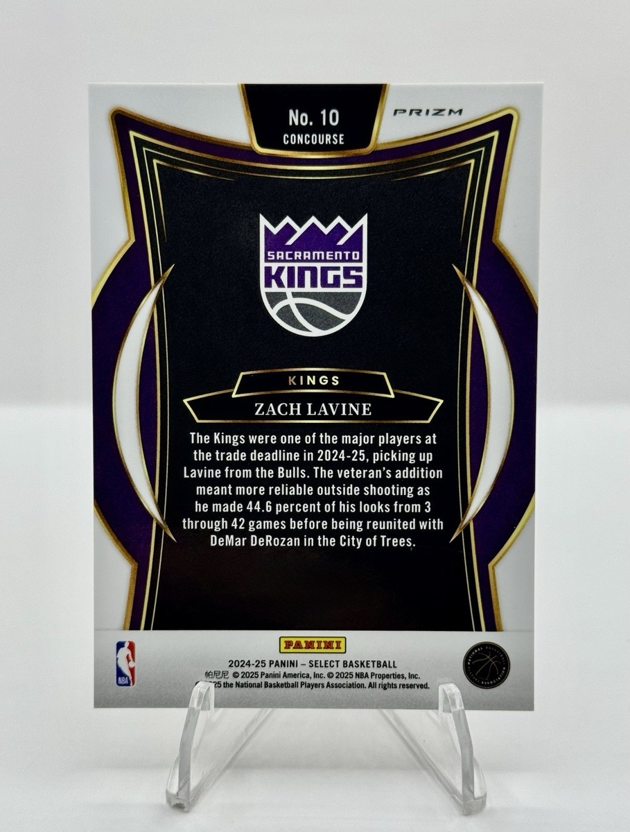 2024-25 Panini Select ZACH LaVINE Zebra Prizm Concourse #10 Kings