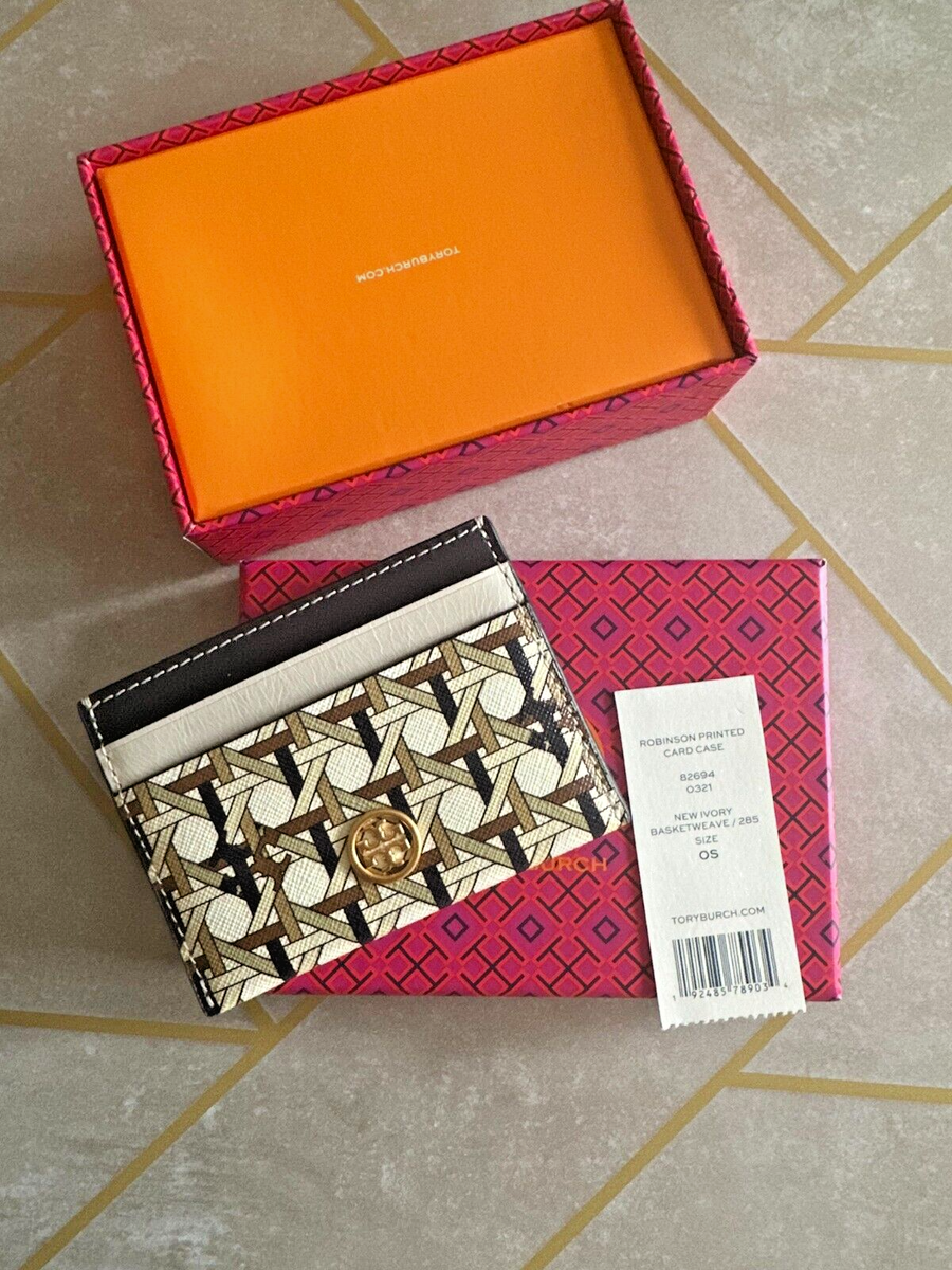 Tory Burch Parker Embossed Foldable Card Case in Port Croc for