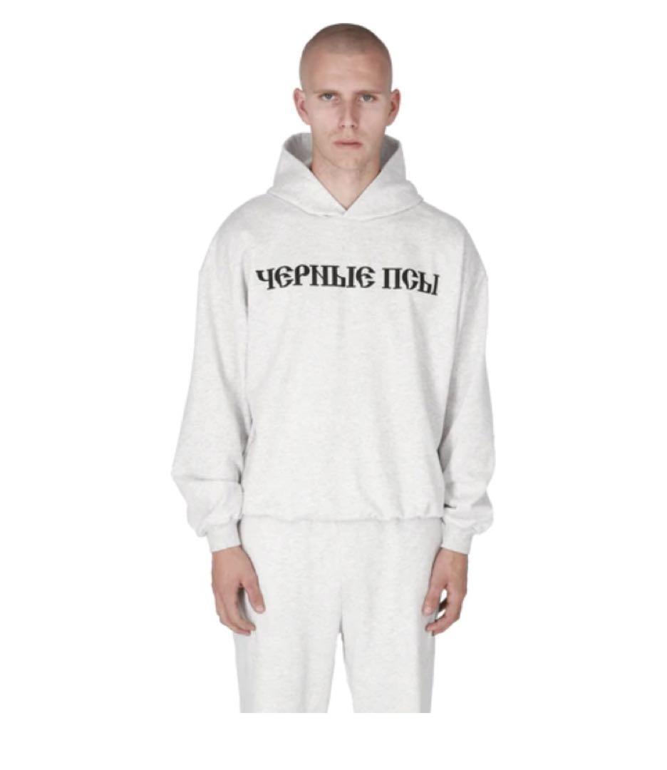 Gosha Rubchinskiy Men L Yzy Gosha Black Dogs Heather Grey Hoodie