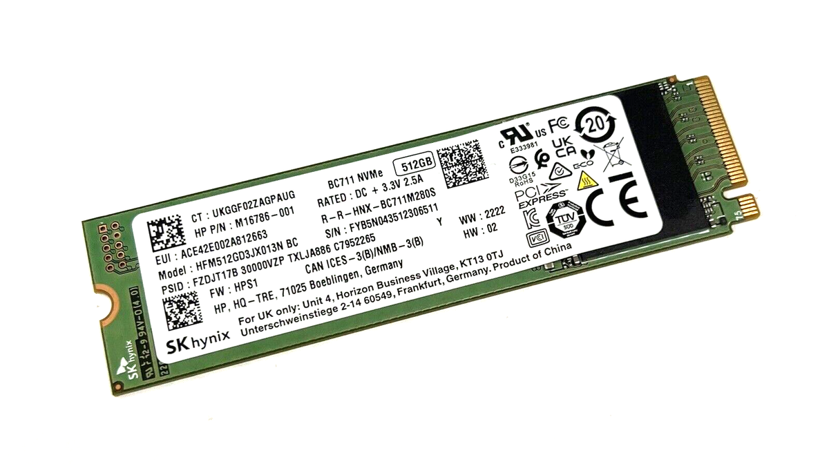 SK HYNIX BC711 512GB PCIE TLC M.2 2280 SOLID STATE DRIVE