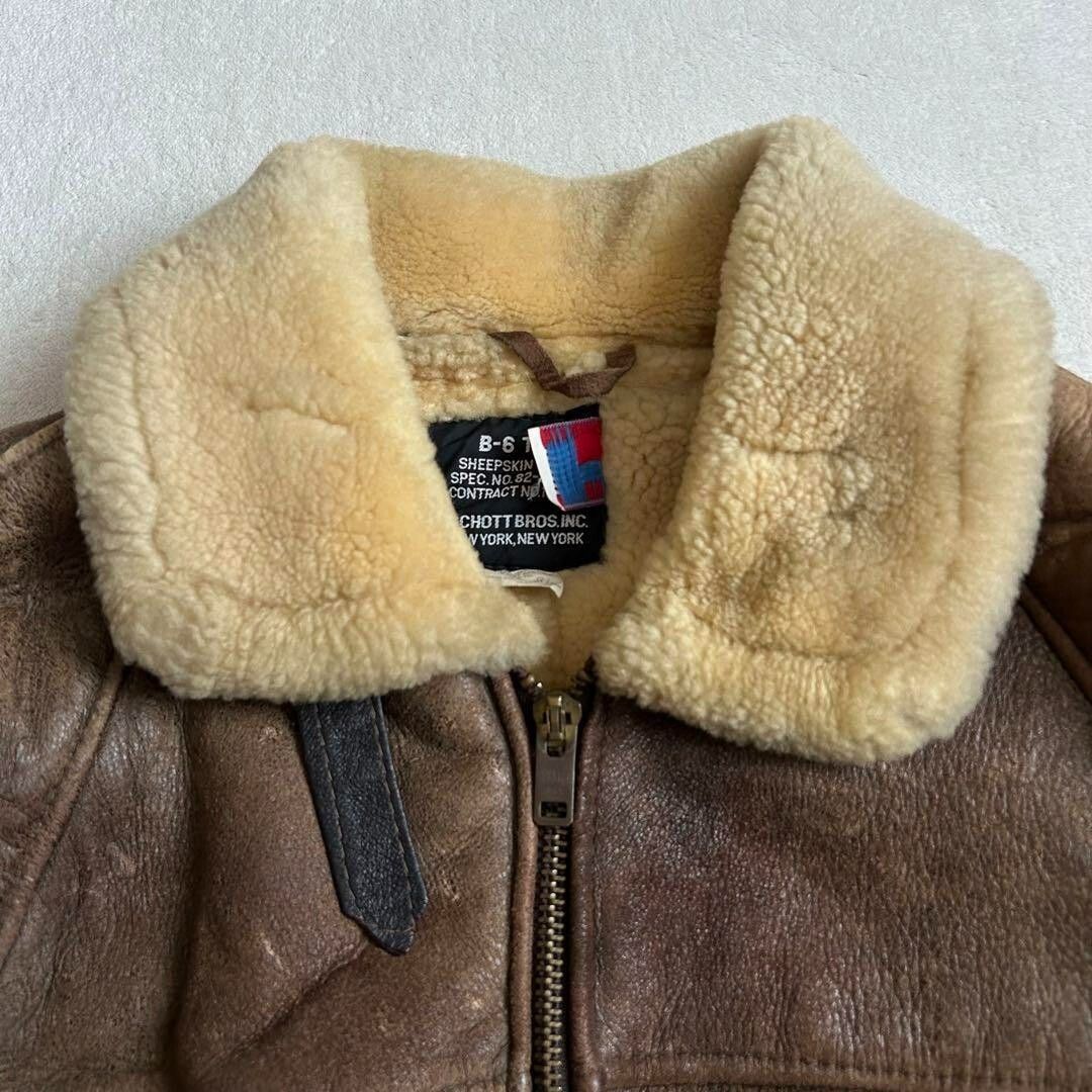 Schott Type B-3 Flight Jacket USA Sheepskin Size 46 Brown Mouton