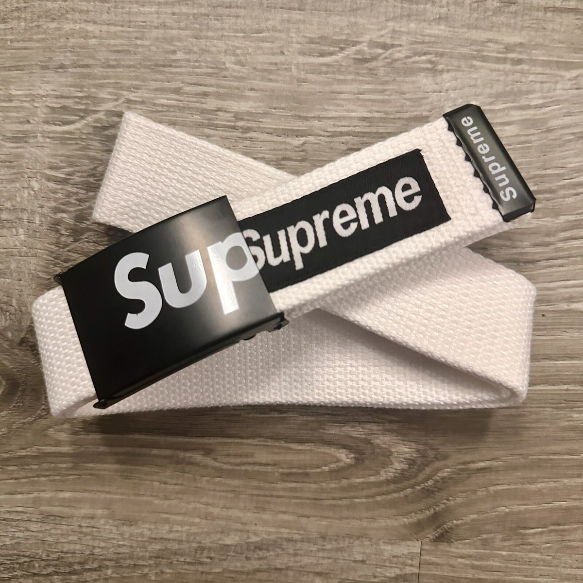 🆂 SUPREME Unisex Web Belt Metal Buckle (White) • Limited Edition