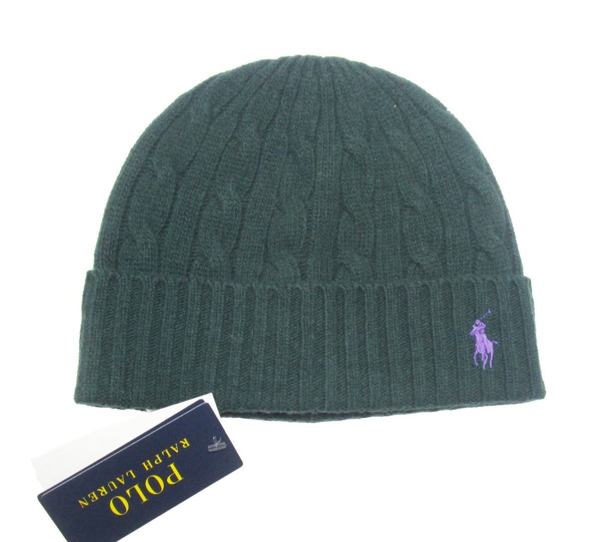 Polo Ralph Lauren Men's Green Pony Logo Wool Blend Cable Knit Cuff