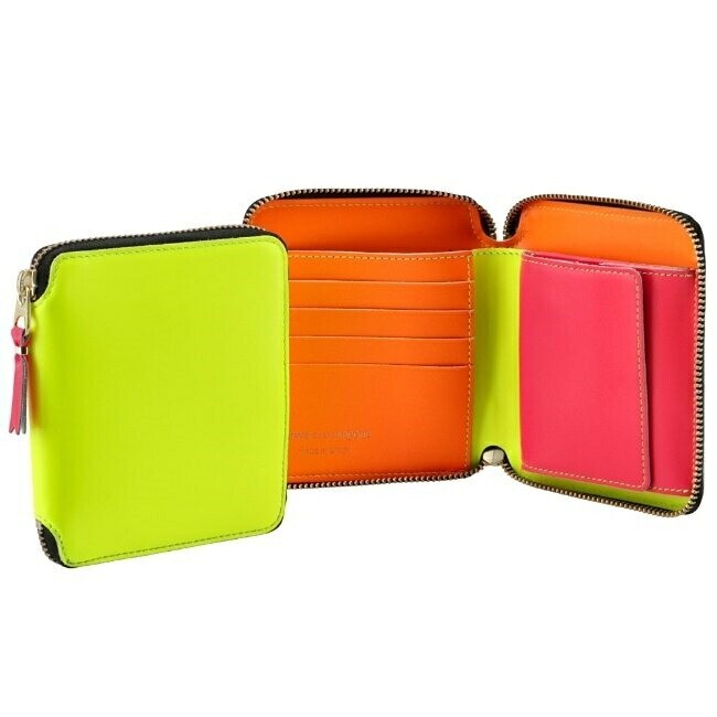 COMME des GARCONS SUPER FLUO Bi-fold wallet Yellow SA2100SF Round