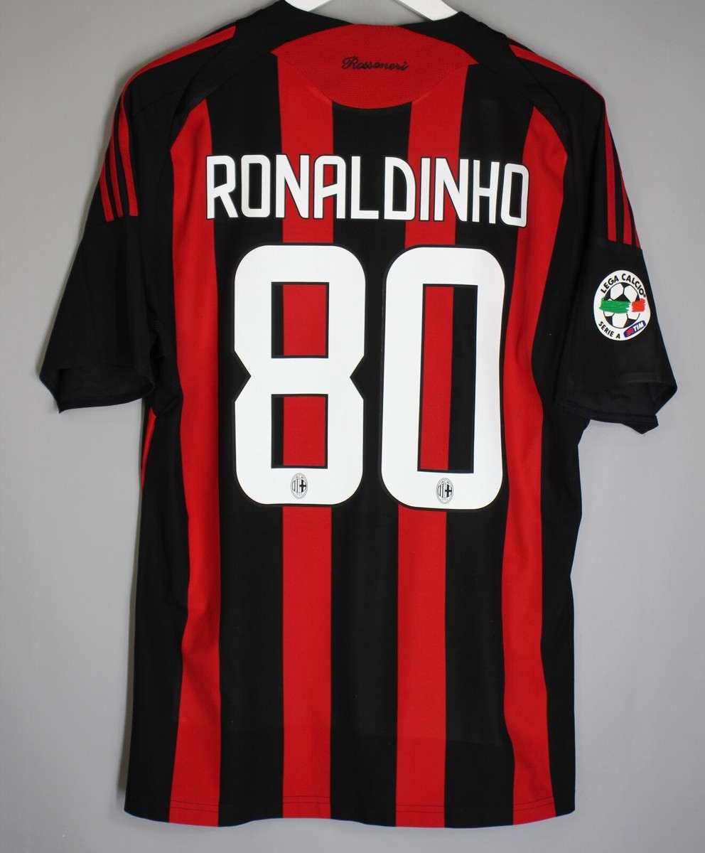 AC MILAN ITALY 2008 2009 HOME FOOTBALL SHIRT JERSEY #80 RONALDINHO