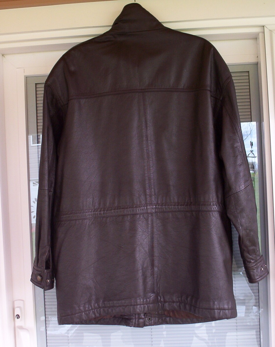 VINTAGE 6 POCKET MEMBERS ONLY DARK BROWN LEATHER COAT JACKET-SZ