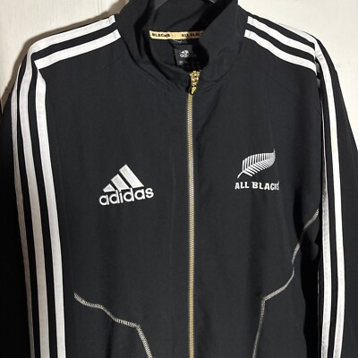 Adidas All Blacks Full Zip Jacket Size Large UK 44/46 Black Gold