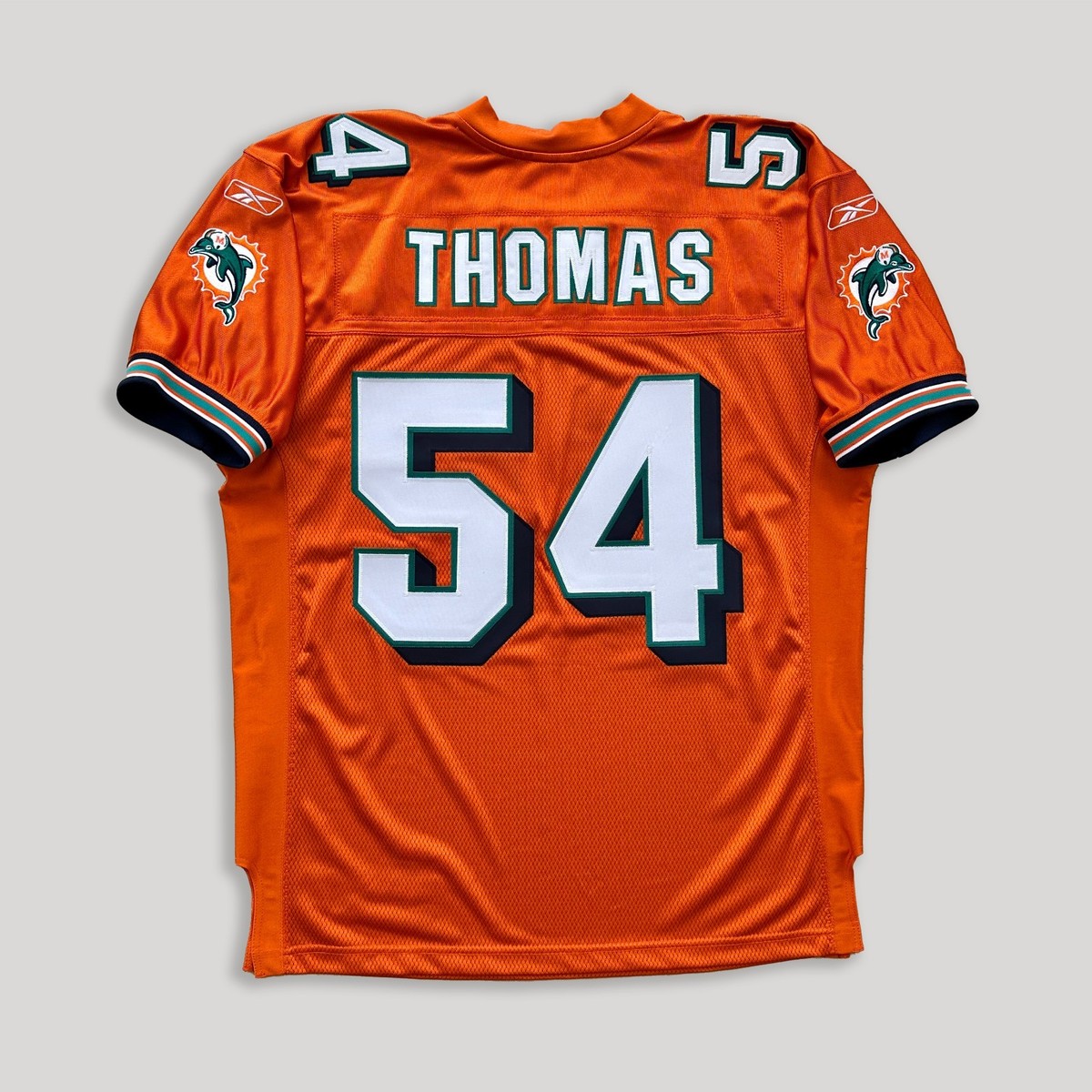 Reebok Zach Thomas Miami Dolphins Orange Alternate Sewn Authentic
