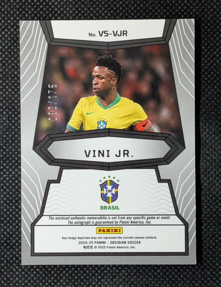 Vini Vinicius Jr 2024-25 Panini Obsidian Jersey Kit Patch Auto #98