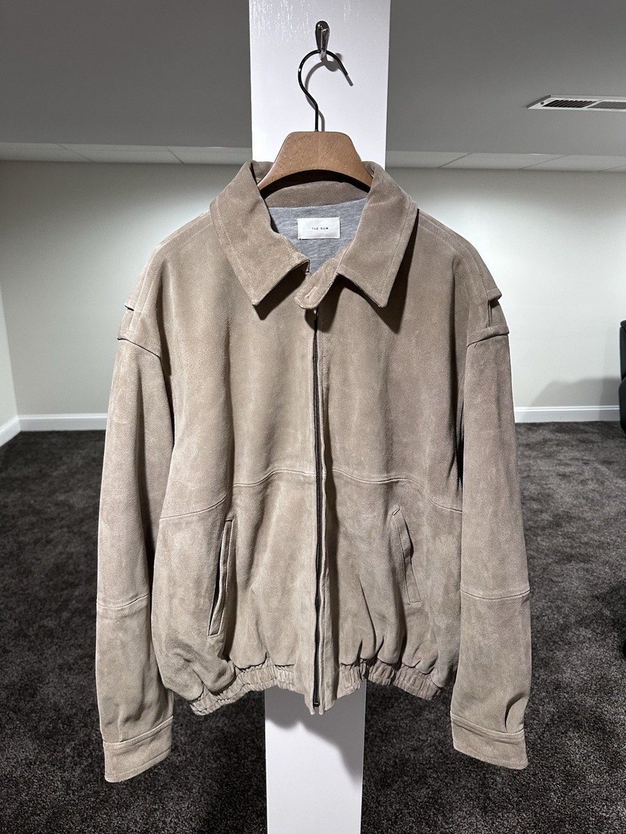 The Row Ronan Suede Calfskin Leather Biege Bomber Jacket | eBay