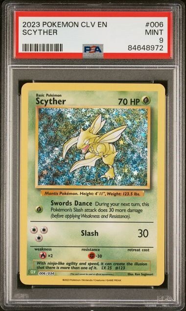 PSA 9 MINT Scyther 006/034 CLV Classic Box Holo Rare Pokémon