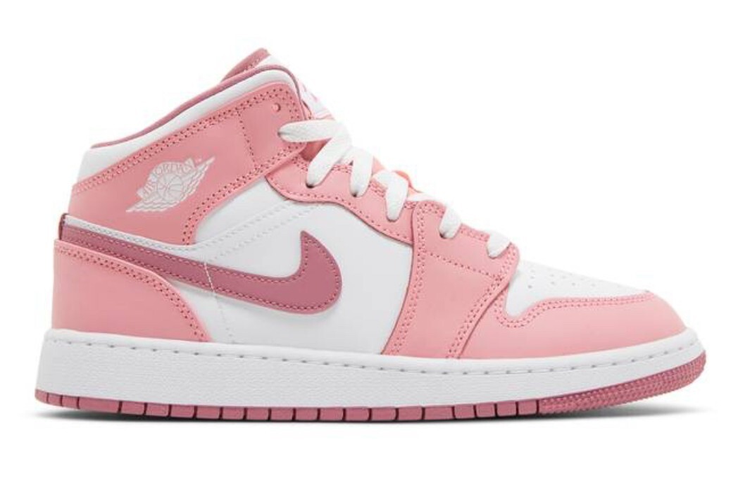 Nike Air Jordan 1 Mid Coral Chalk White Pink Shoes 'DQ8423-616' GS