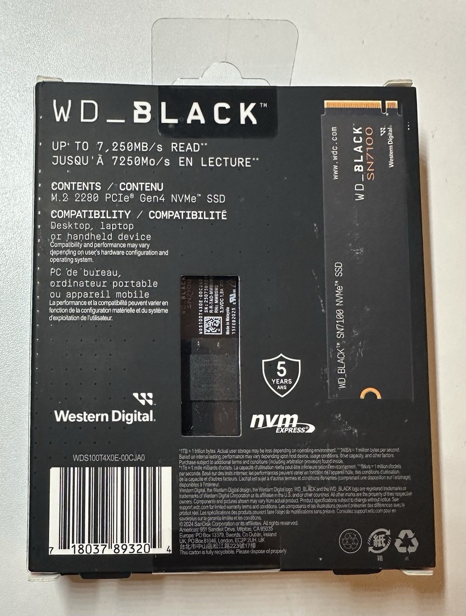 NEW WD BLACK SN7100 1TB NVMe Internal Gaming SSD Gen4 PCIe M.2
