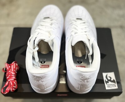Size 12 - Nike Air Force 1 x Supreme Low Box Logo - White for sale