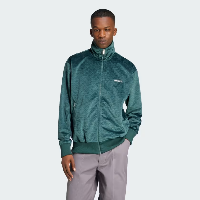 adidas Originals Monogram Plush Velour Track Top Jacket IZ2546 | eBay