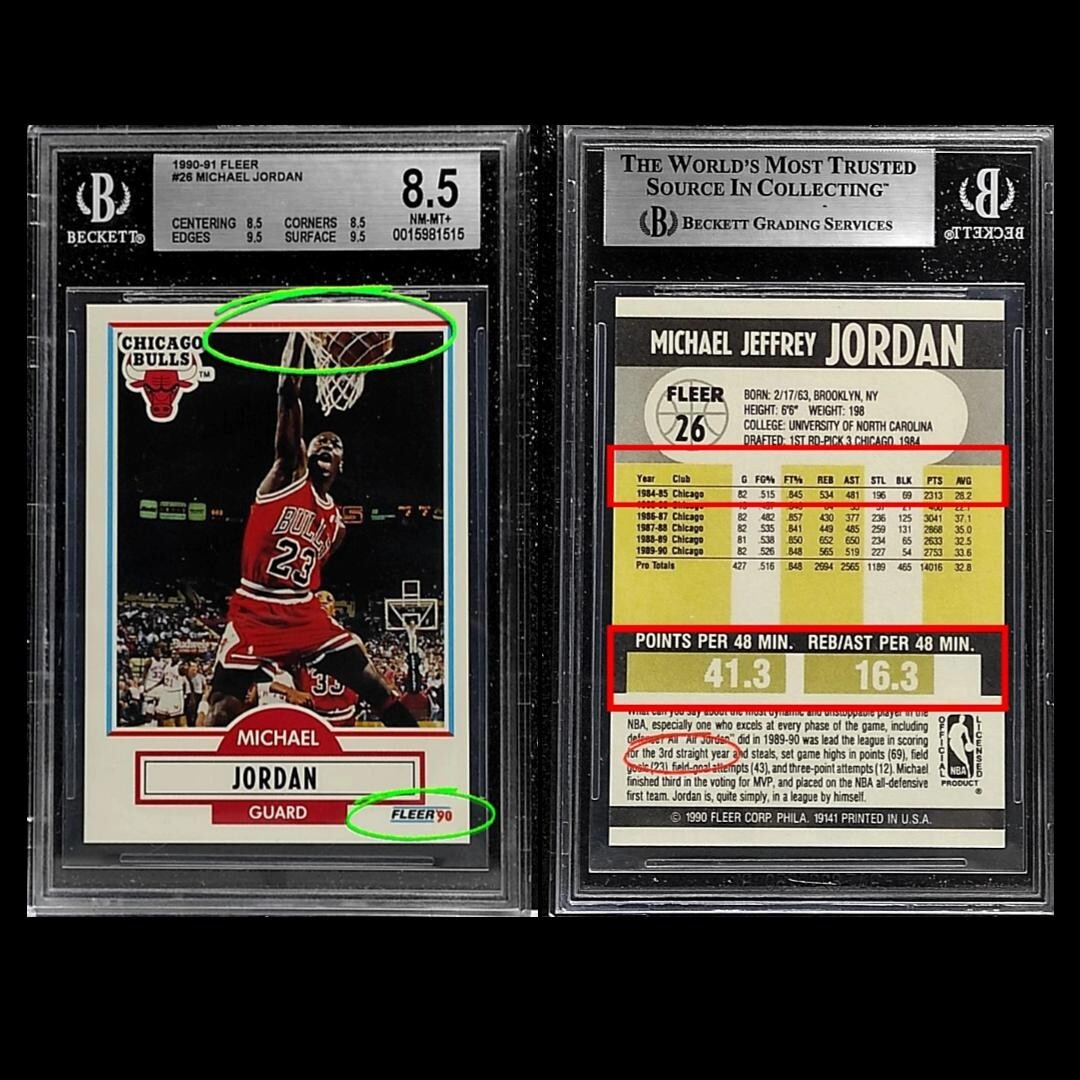 90-91 Michael Jordan #26 multiple Errors Card.ULTRA RARE