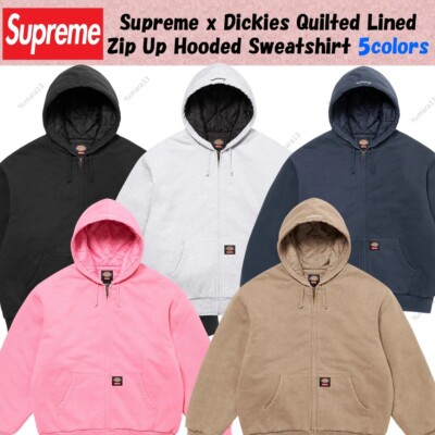 Supreme x Dickies Quilted Lined Zip Up Hooded Sweatshirt 5colors
