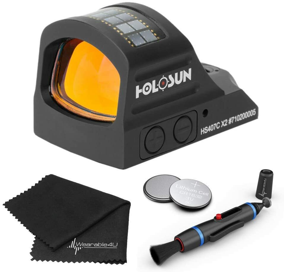 Holosun HS407C X2 Red Dot Open Reflex Sight with Cleaning Pen and
