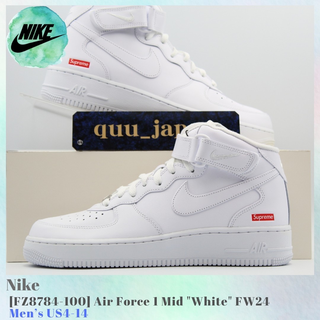Supreme × Nike Air Force 1 Mid White FW24 FZ8784-100 Men's US4-14