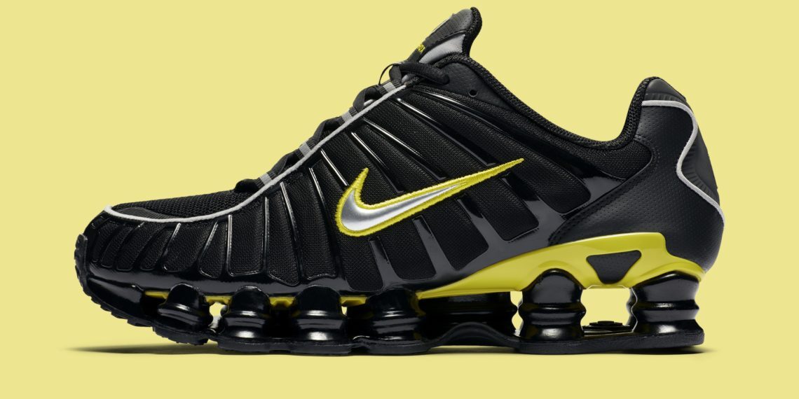 Nike Shox TL Black Dynamic Yellow Metallic Silver CN0151-002 sz