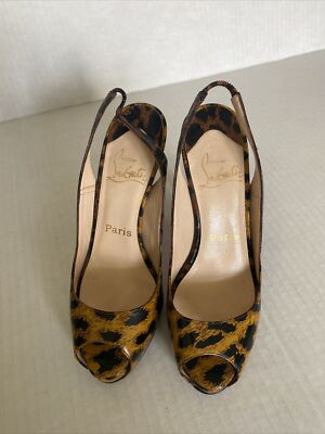 Christian Louboutin Sling Back Peep Toe Cheetah Leopard Print