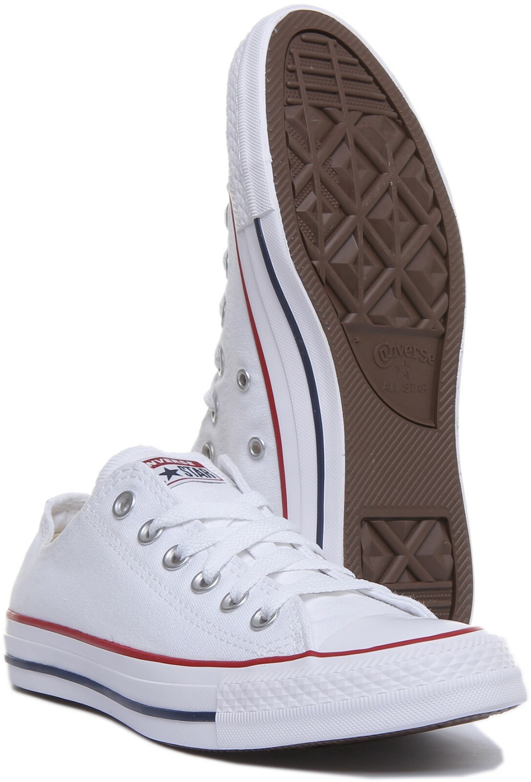 Converse All Star Ox Womens Lace Up Canvas Sneaker In White Size