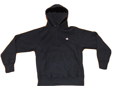 Vintage 90's Champion Reverse Weave Hoodie Sweatshirt Black Sz S