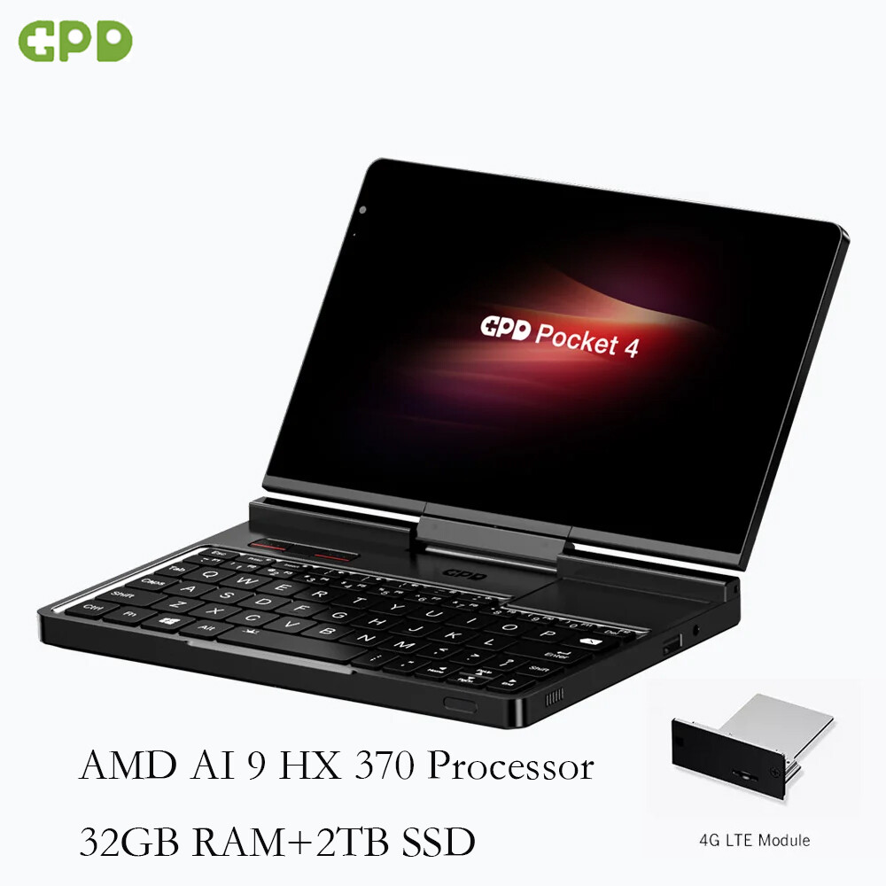 GPD Pocket 4 Mini PC Handheld PC AMD AI 9 HX370 32GB RAM+2TB SSD +