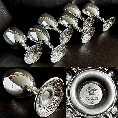 Set of Six Antique English Silver Plated “Barker Ellis” Wine