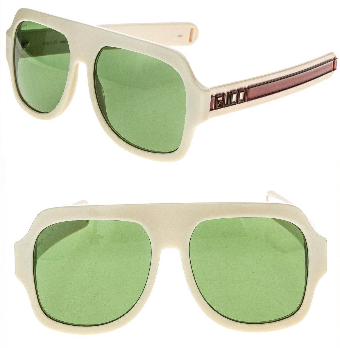 GUCCI GG0255S AUTHENTIC SEGA 0255 Ivory Green Stripe Unisex Sport