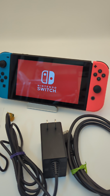Nintendo Switch Red Blue Console HAC-001 w/ Joy Con + Dock +