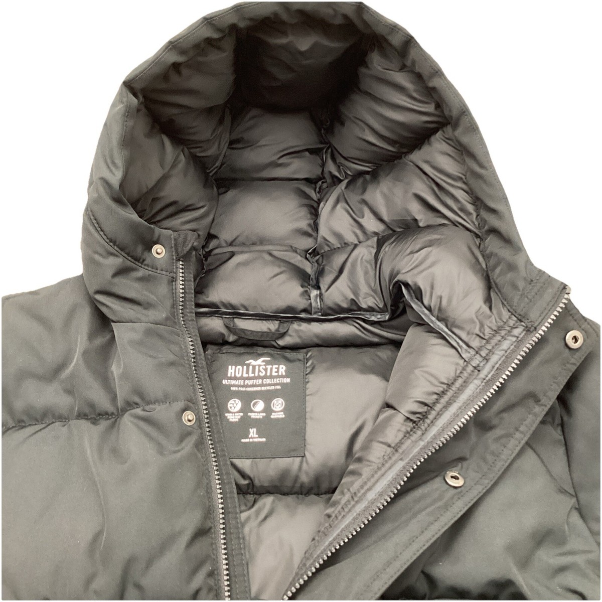 Hollister Ultimate Puffer Collection Black Puffer Jacket - Size XL