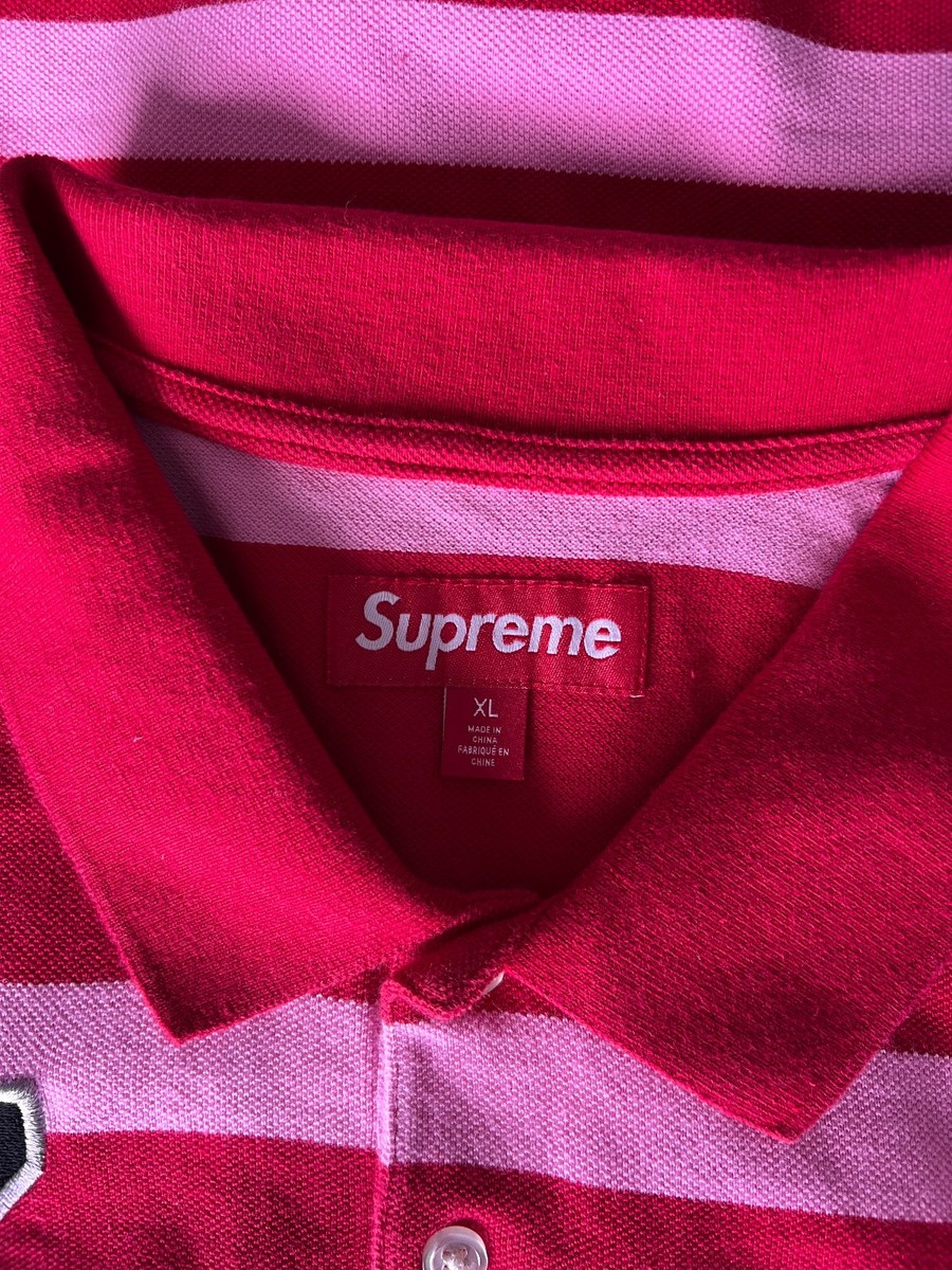 Supreme Cursive Polo - Size XL - Red Stripe - NEW | eBay