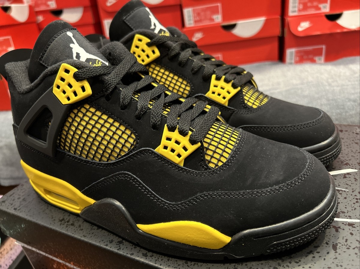 Air Jordan 4 Retro “Thunder” Black/Tour Yellow - Men's Size 9.5