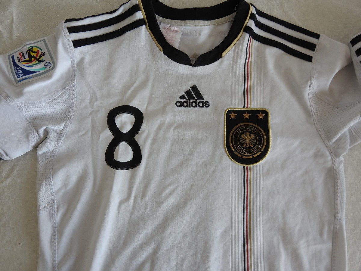 Germany WC 2010 Home Jersey #8 Mesut Ozil Adidas White Shirt Size