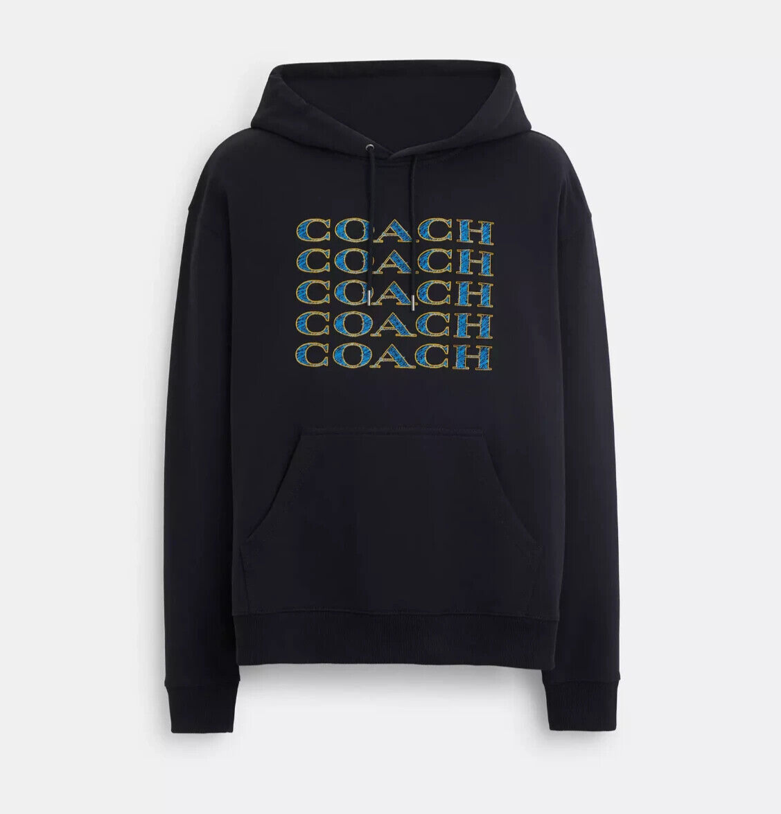 Coach Men's Navy Logo Signature Stack Hoodie (CM828) Size XL - NWT