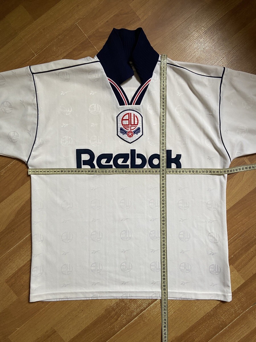 BOLTON WANDERERS 1995 1997 HOME FOOTBAL SHIRT SOCCER JERSEY REEBOK