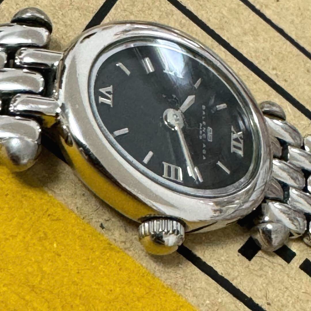 BALENCIAGA Watch Black Oval Rare Used From Japan Check description