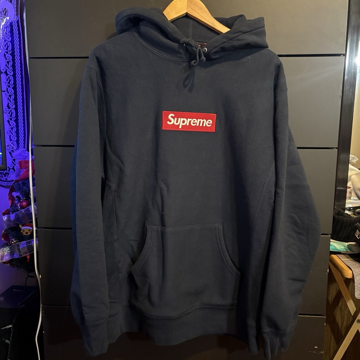 Supreme Box Logo Hoodie Navy Red Sz XL FW16 2016 HOODED SWEATSHIRT