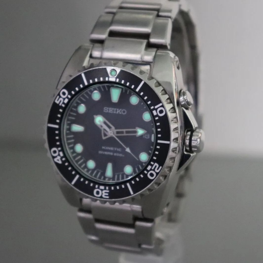 overhaul SEIKO KINETIC DIVER`S 200 Ref.5M62-0BL0 Men's Watch Black