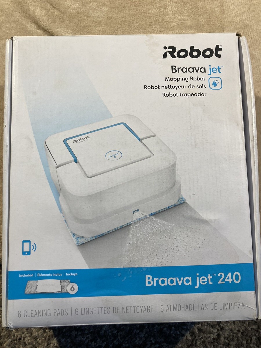 iRobot Braava Jet 240 Robot Mop, Wet and Damp Mopping In White