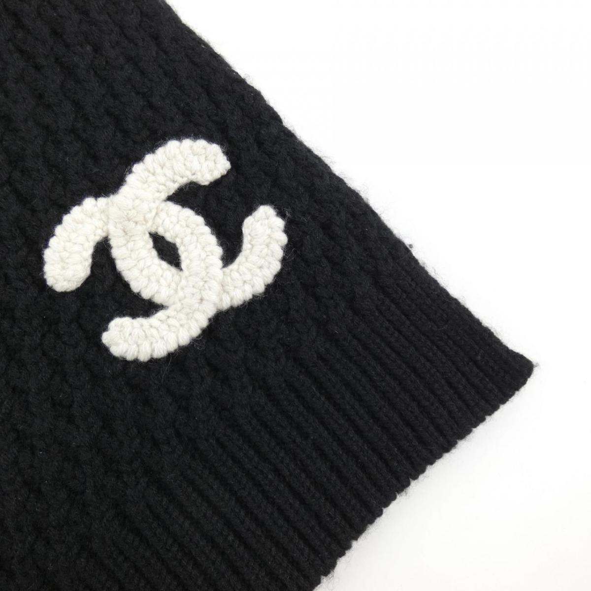 CHANEL CC Logos patch cashmere100 Scarf Black | eBay