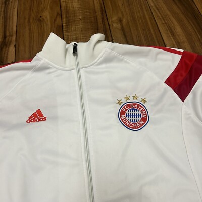 Y2K Adidas Bayern Munich Anthem Soccer Track Jacket White Red
