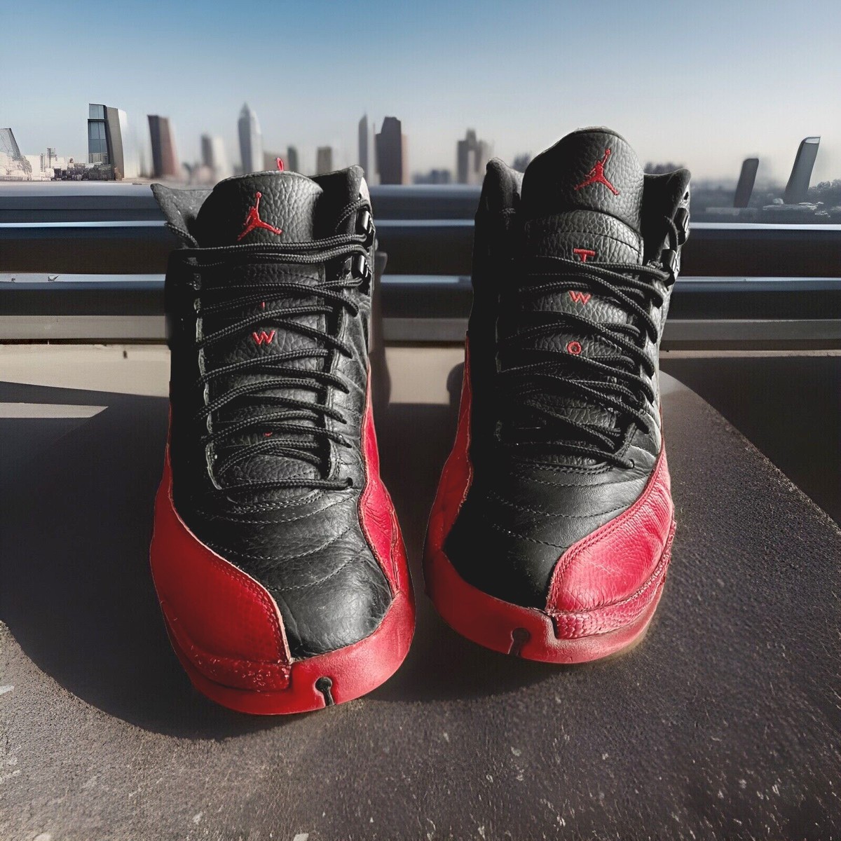 AIR JORDAN 12 XII RETRO SNEAKERS “FLU GAME” BLACK/VARSITY-RED MENS