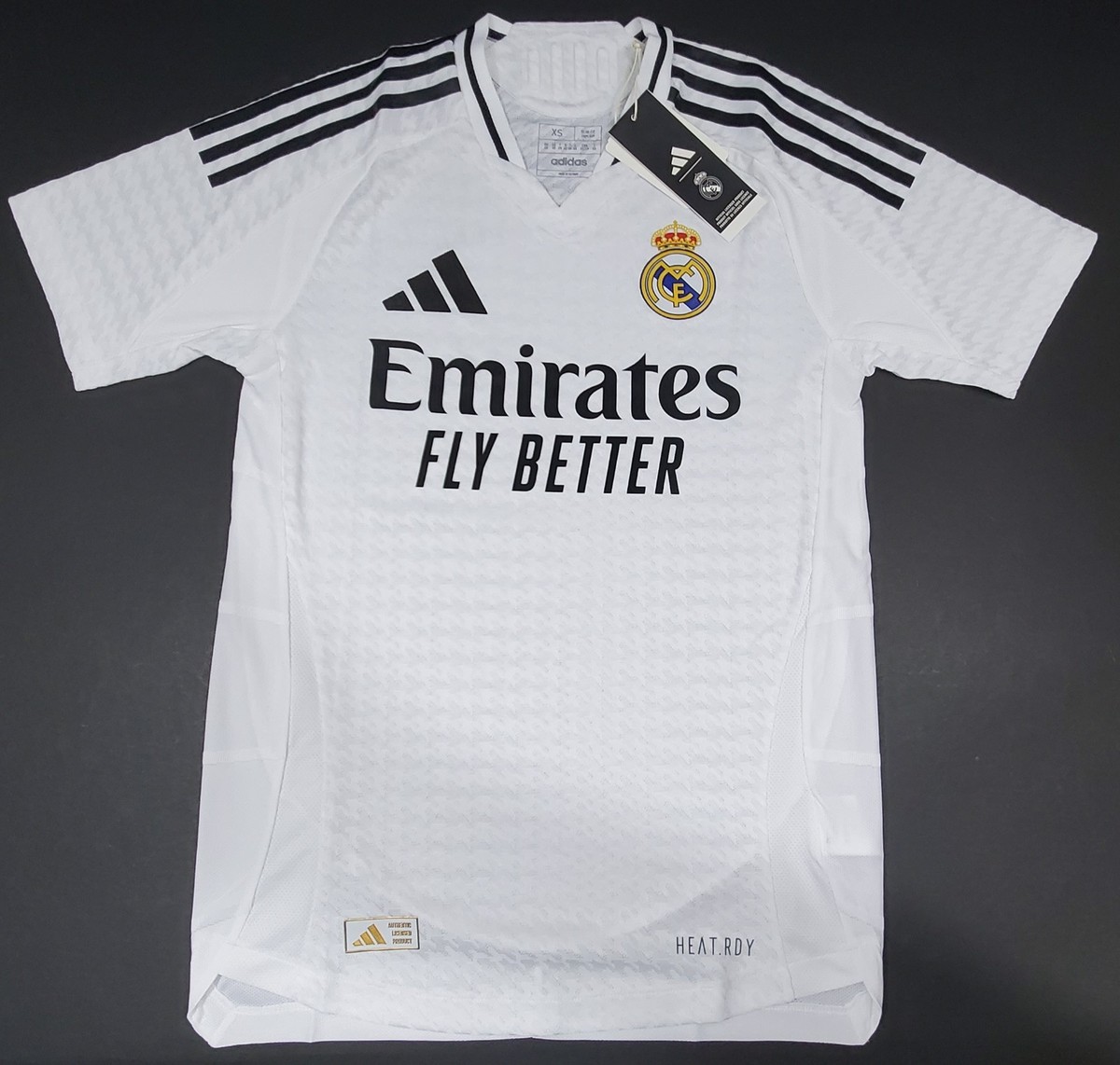 Adidas Real Madrid FC 24/25 Authentic Home Jersey, White/Black
