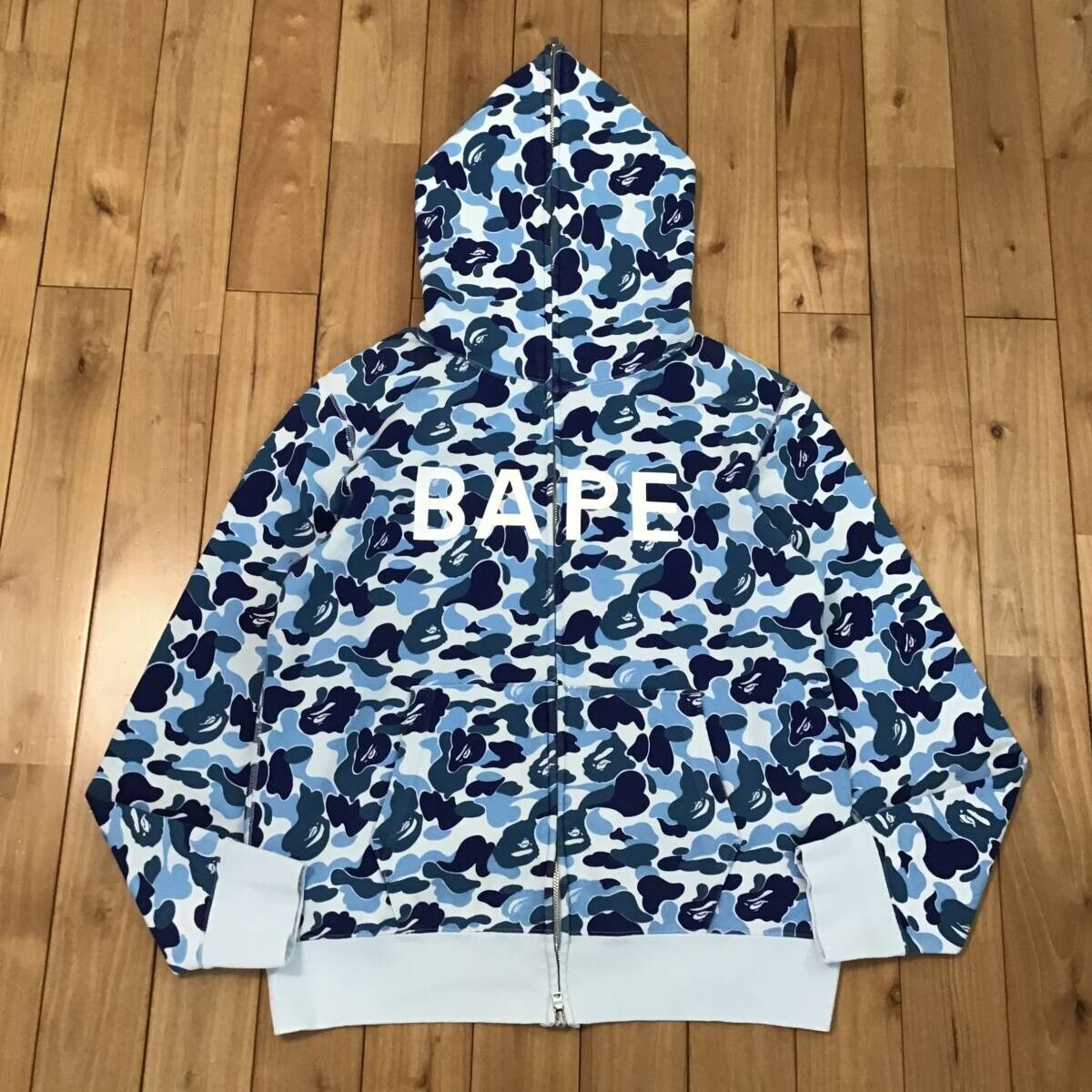 BAPE logo ABC camo blue full zip hoodie A Bathing Ape Size M | eBay
