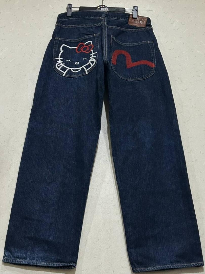 EVISU HELLO KITTY Collaboration Denim Jeans SANRIO Size 33 x 35