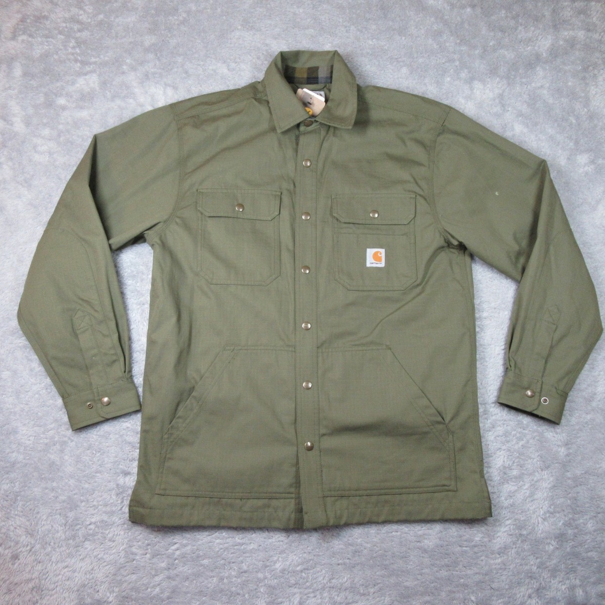 Carhartt Jacket Mens Medium Green 104146 ARG Ripstop Flannel Lined