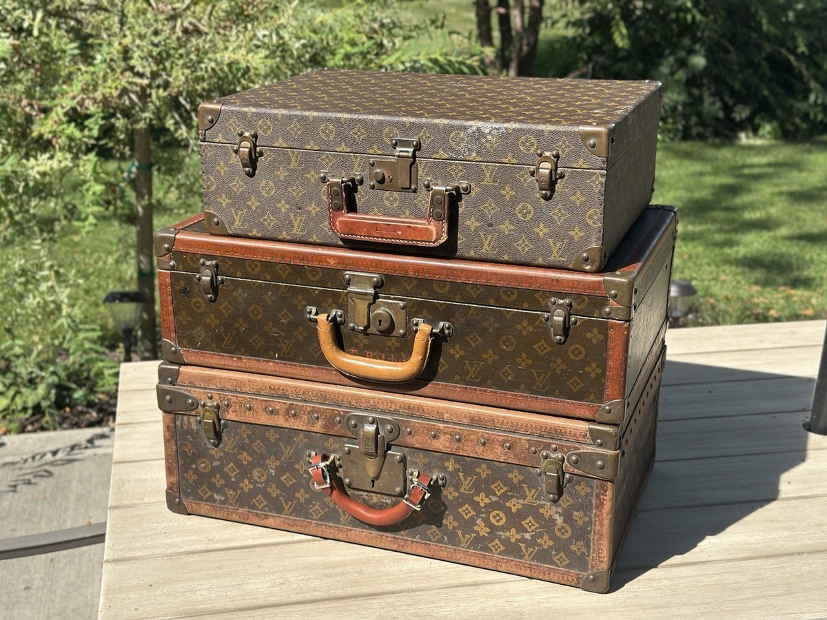 Louis Vuitton Bisten 50, 60 Alzer 60 Suitcase Trunk Set Vintage